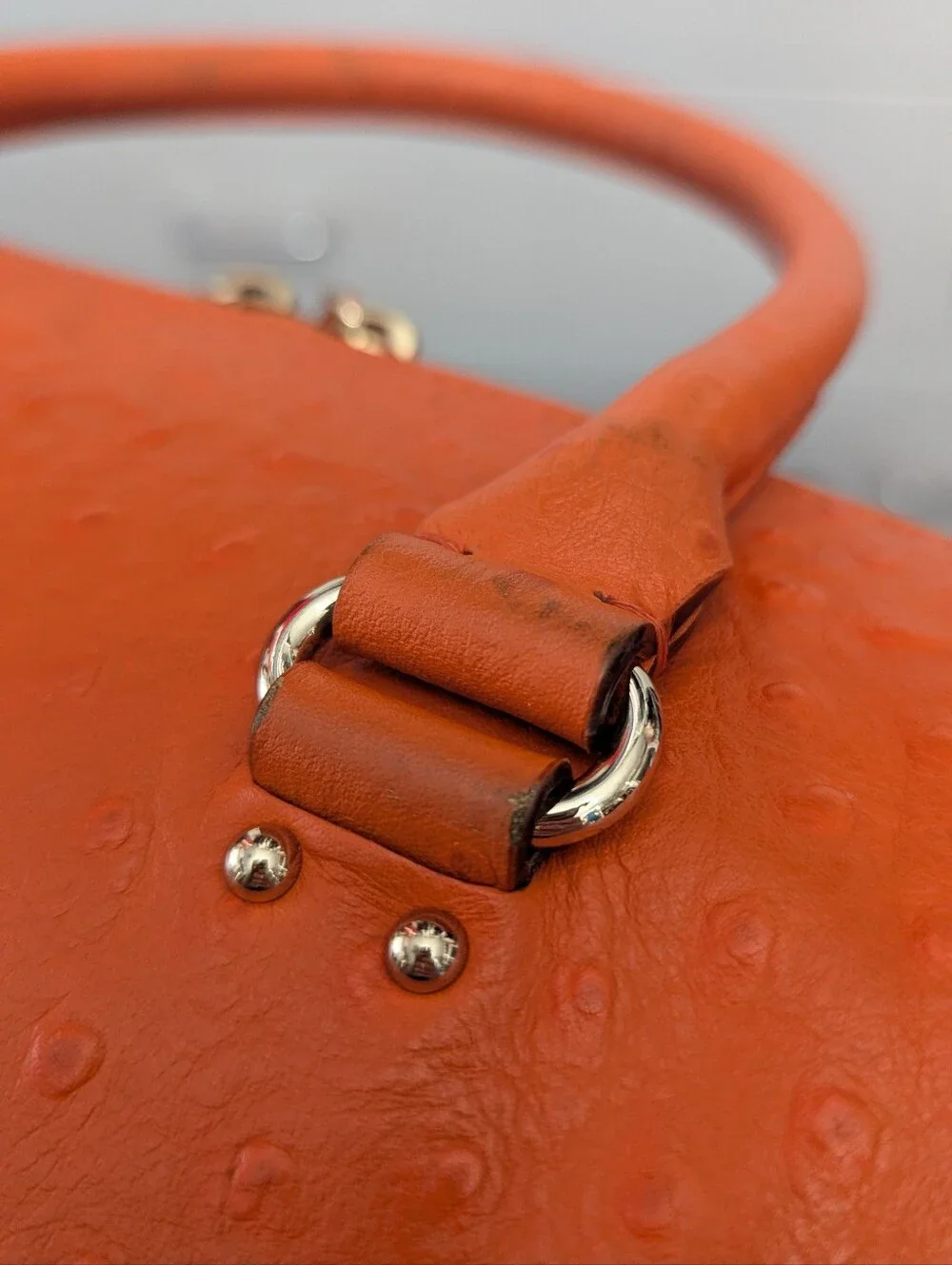 Kate Spade Structured Ostrich Orange Satchel Handbag
